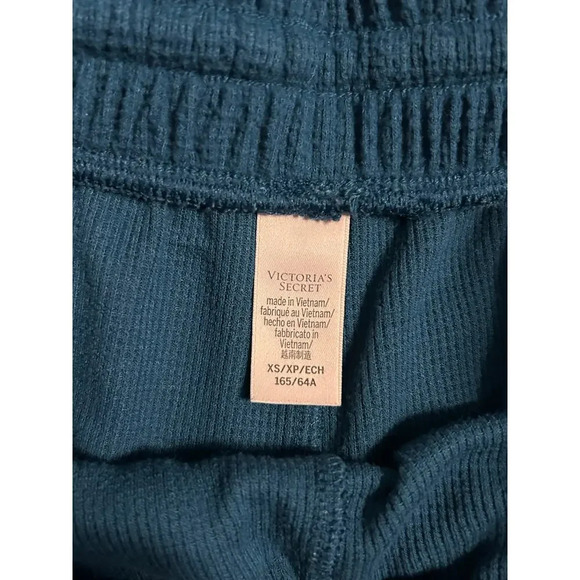 Victoria's Secret VS Sleep Shorts Size XS Teal Blue Loose Waffle Drawstring - Picture 3 of 6